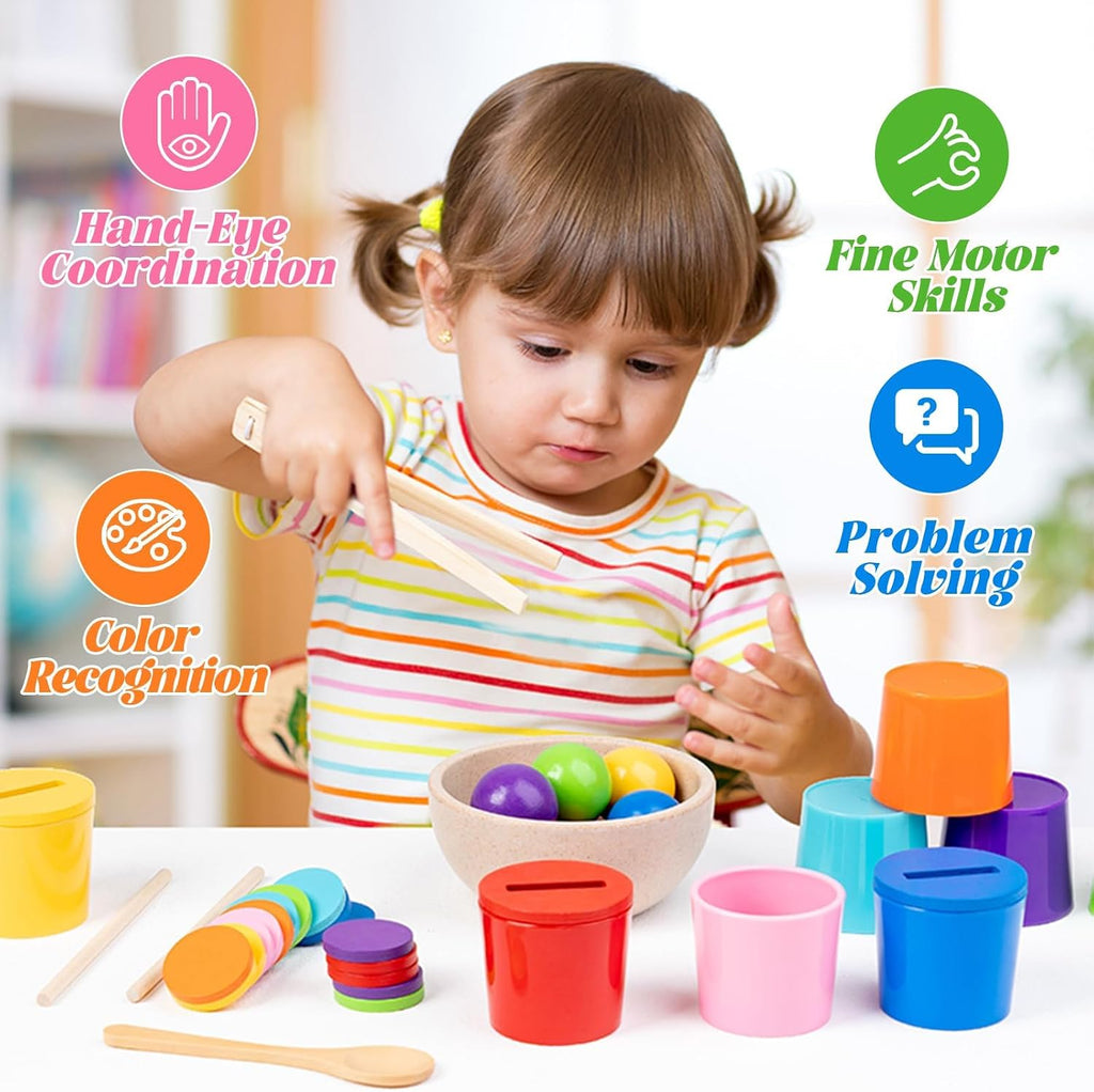 Juguete sensorial Montessori de madera para clasificar el color de los