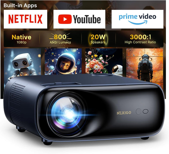 NexiGo Proyector para exteriores PJ40, compatible con Netflix\/YouT...
