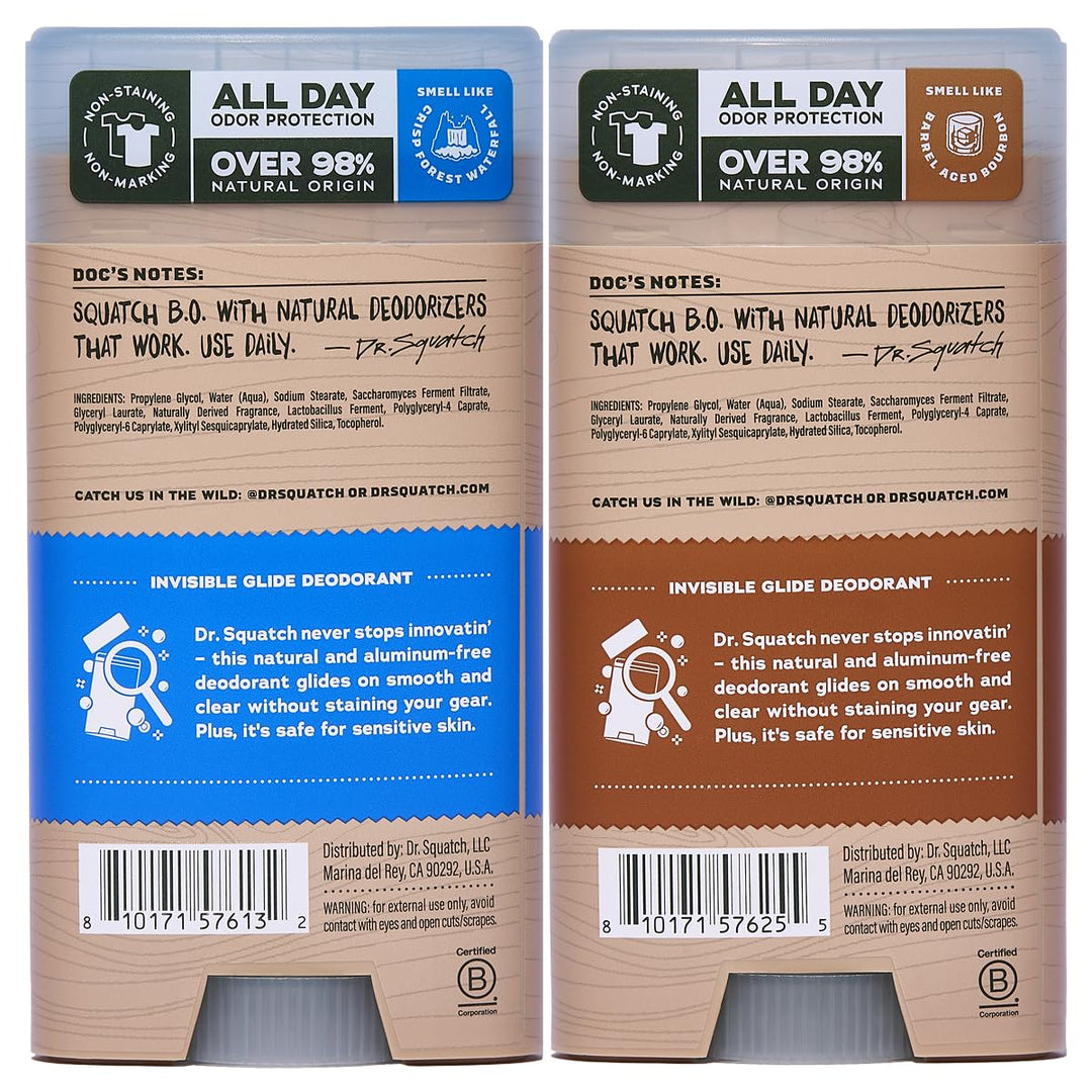 Dr. Squatch Invisible Glide Natural Desodorante para hombre, desliz...