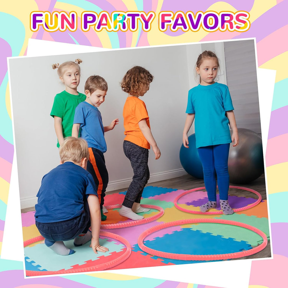 Shappy - 6 piezas de aros de ejercicio desmontables ajustables, juguete de plástico, juguetes de patio de juegos, aros circulares de colores para juegos de adolescentes, gimnasia, equipo de agilidad