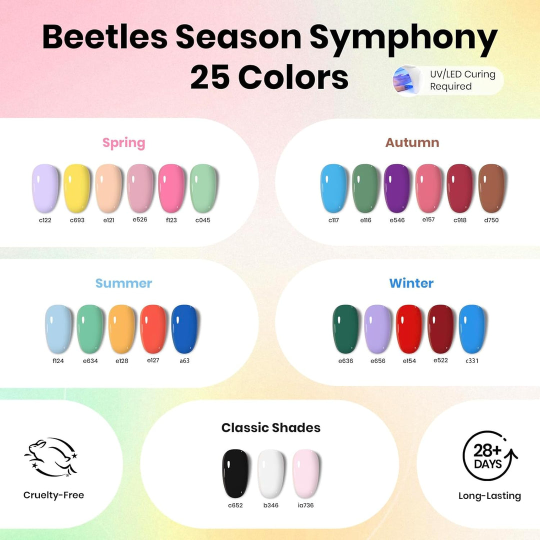 Beetles - Juego de 37 esmaltes de uñas de gel con luz UV, juego de...