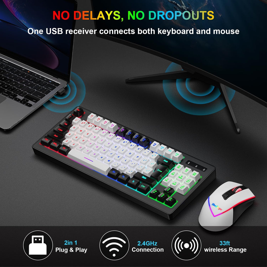 Combo de teclado y mouse para juegos BlueFinger inalámbrico, baterí...