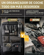 Organizador de respaldo de asiento de automóvil todo en uno que se