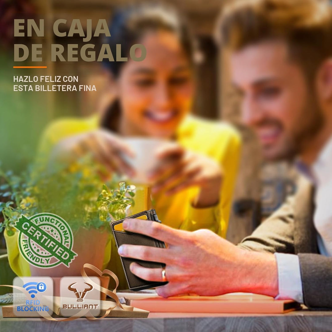 Cartera BULLIANT para hombre, cartera con clip de dinero delgada pa...