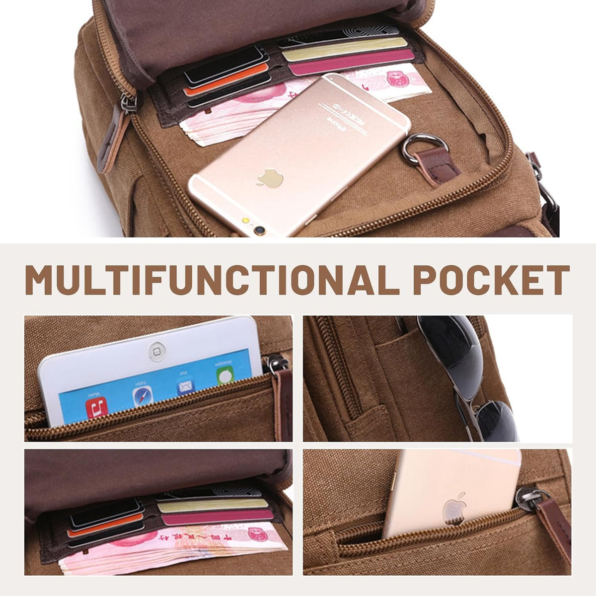 mygreen Bolso pequeño de hombro cruzado de lona para mensajero Bolso de trabajo
