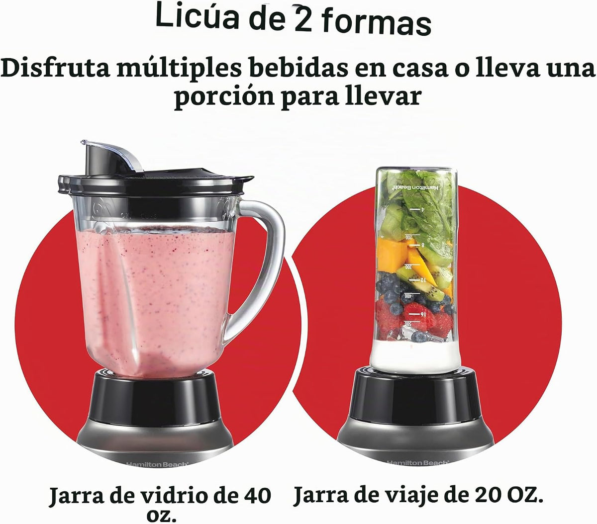 Hamilton Beach Quiet Blender para Smoothies con Wave Action System