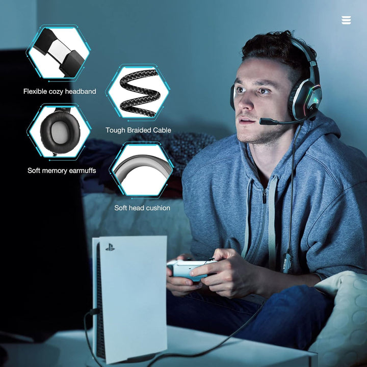 EKSA E1000 - Auriculares USB Gaming para PC, auriculares de computa...