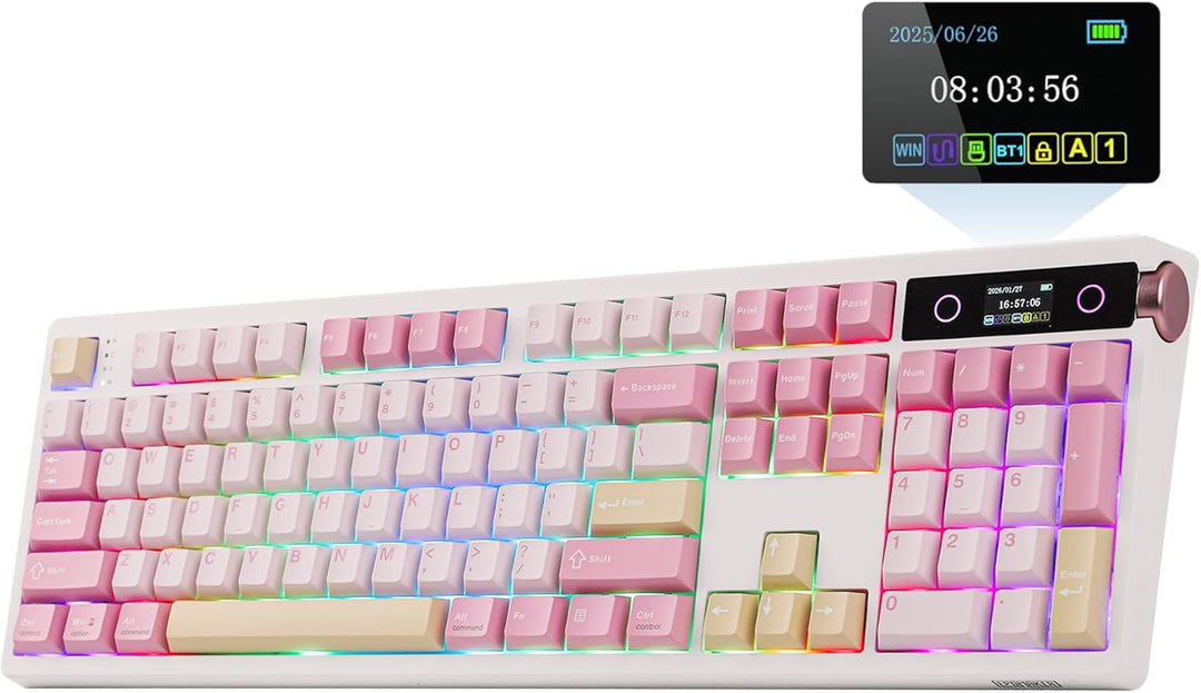 EPOMAKER TH108 PRO Teclado mecánico de tamaño completo con pantalla...
