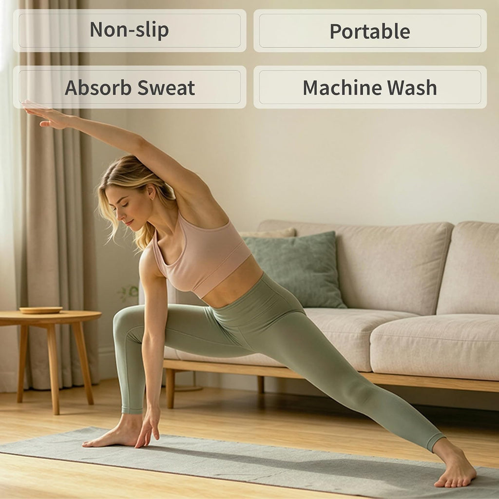 Paquete de 2 toallas antideslizantes para esterilla de yoga caliente con puntos de agarre, 72 x 24 pulgadas, toalla de microfibra súper absorbente para yoga caliente, pilates, entrenamiento