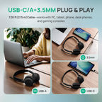 Yealink Auriculares con cable UH42 SE, 0.1 in y USB-A/C, controles en línea