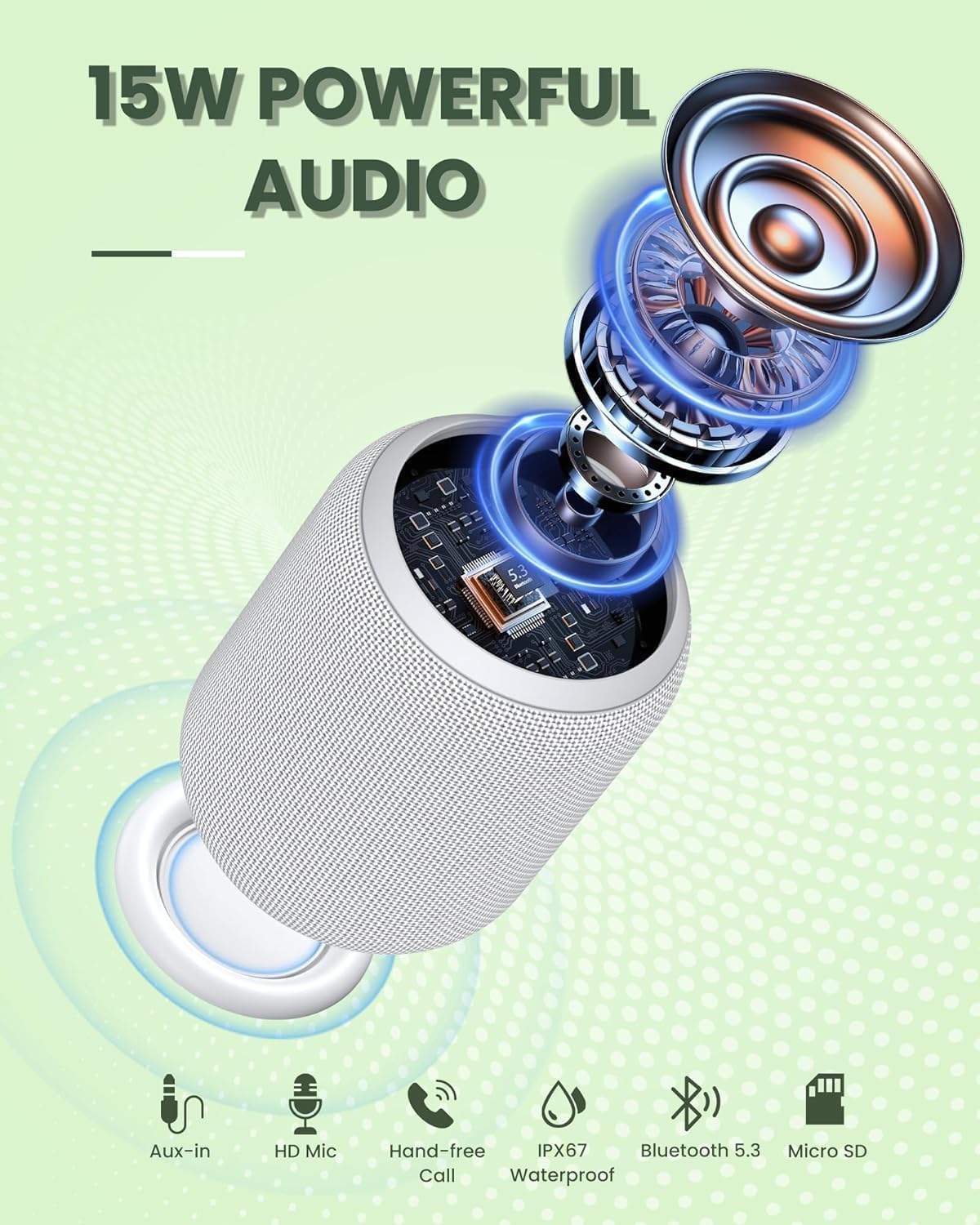 NOTABRICK Altavoces Bluetooth, altavoces portátiles de 15 W Bluetoo...