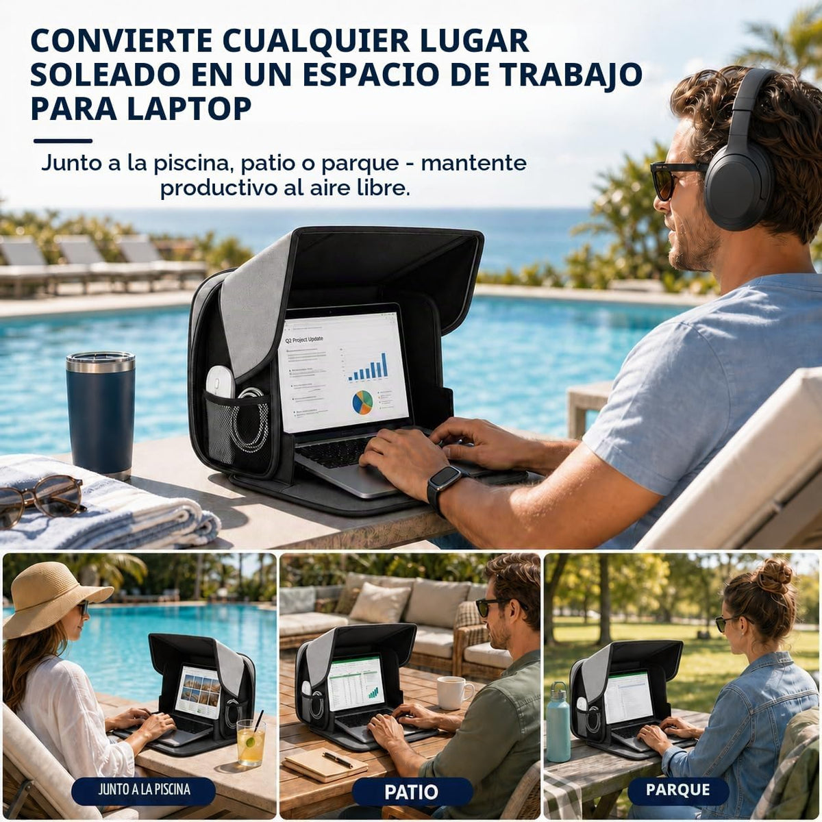 Parasol para laptop actualizado 2026 para trabajar al aire libre, s...