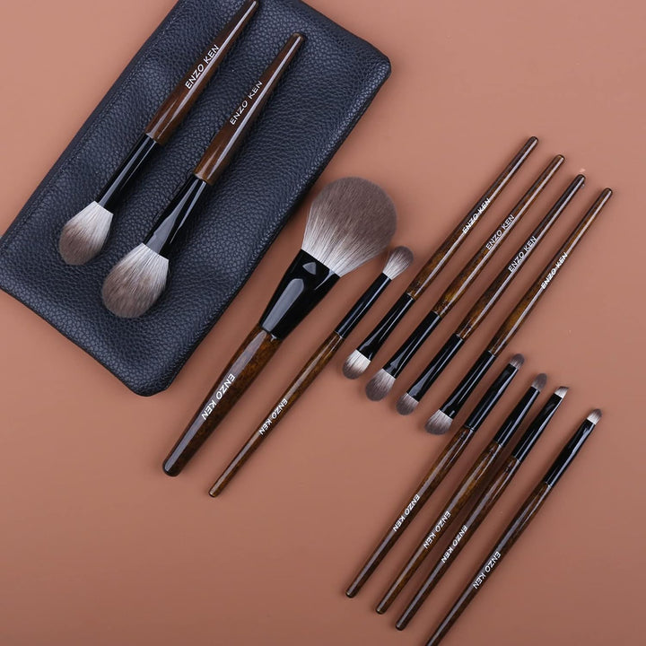 ENZO KEN MONI - Juego de brochas de maquillaje de pelo natural de c...