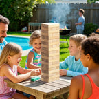 Juego de torre de madera para patio al aire libre para la familia, juego de apilamiento de bloques (grande-1.48 pies)