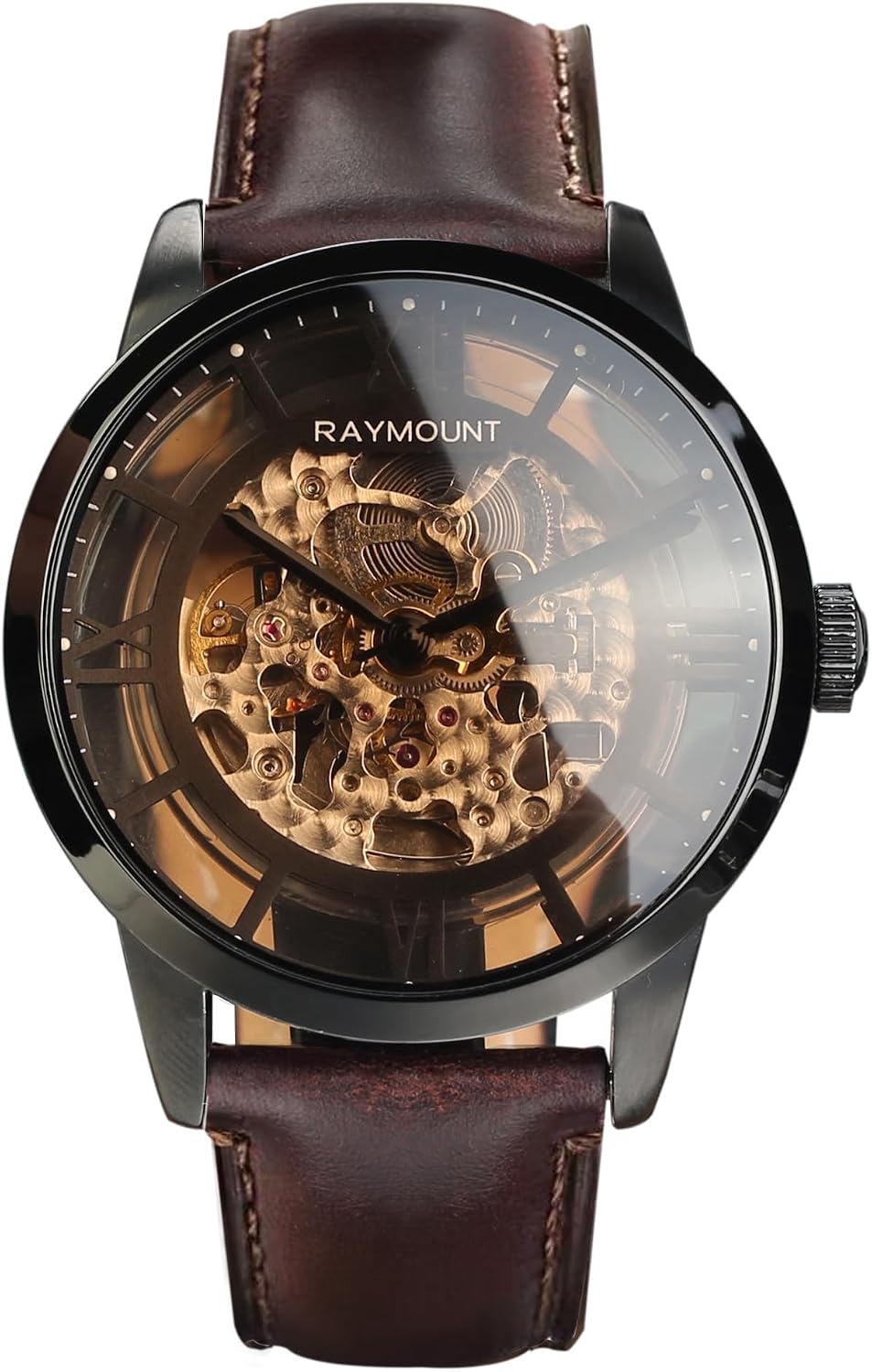 FORSINING Reloj automático para hombre con movimiento mecánico, esfera de esqueleto y correa de cuero