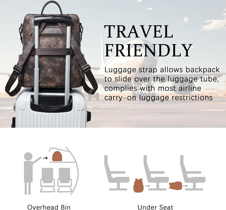 Shrrie Mochila Bolso de Cuero Vegano para Laptop para Mujeres, para...