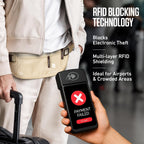 VENTURE 4TH Cinturón de dinero de viaje, RFID bloqueo pasaporte titular - Beige