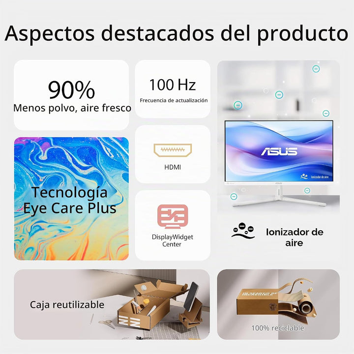 ASUS Monitor de cuidado ocular 1080P de 27 pulgadas (VU279HFI-W) -...