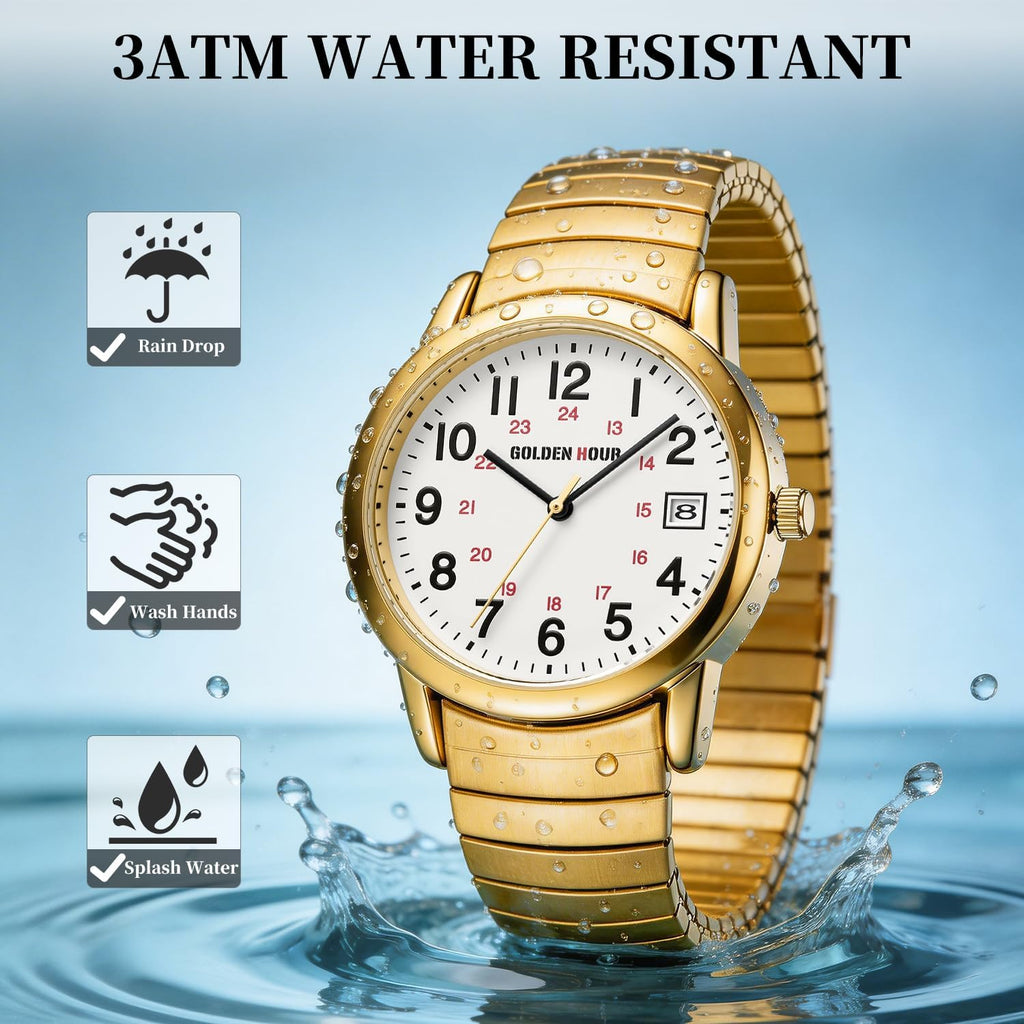 GOLDEN HOUR Relojes para Hombre de Lectura Fácil, Estilo Casual para Vestir