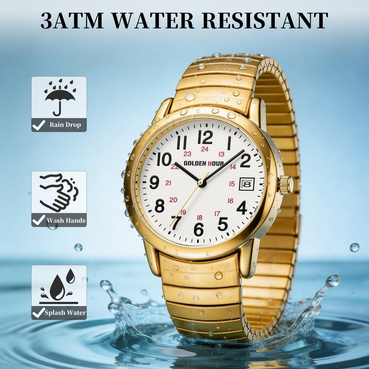 GOLDEN HOUR Relojes para Hombre de Lectura Fácil, Estilo Casual para Vestir
