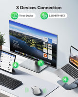 TECKNET Ratón Bluetooth recargable, [USB + BT5.0 + BT3.0] Ratón ina...