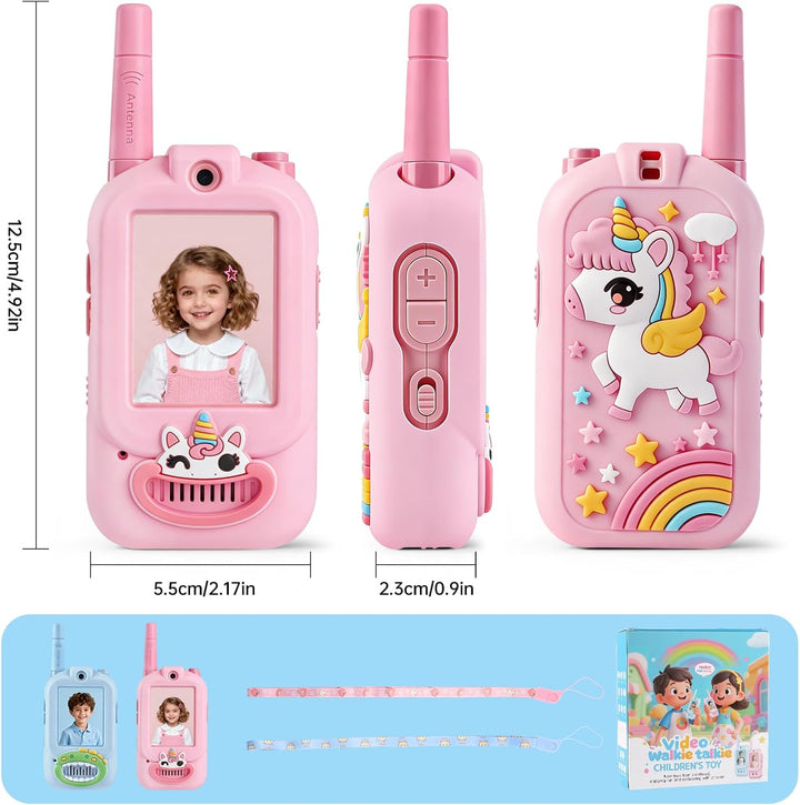 Walkie Talkies de video para niños, paquete de 2 cajas de regalo re...