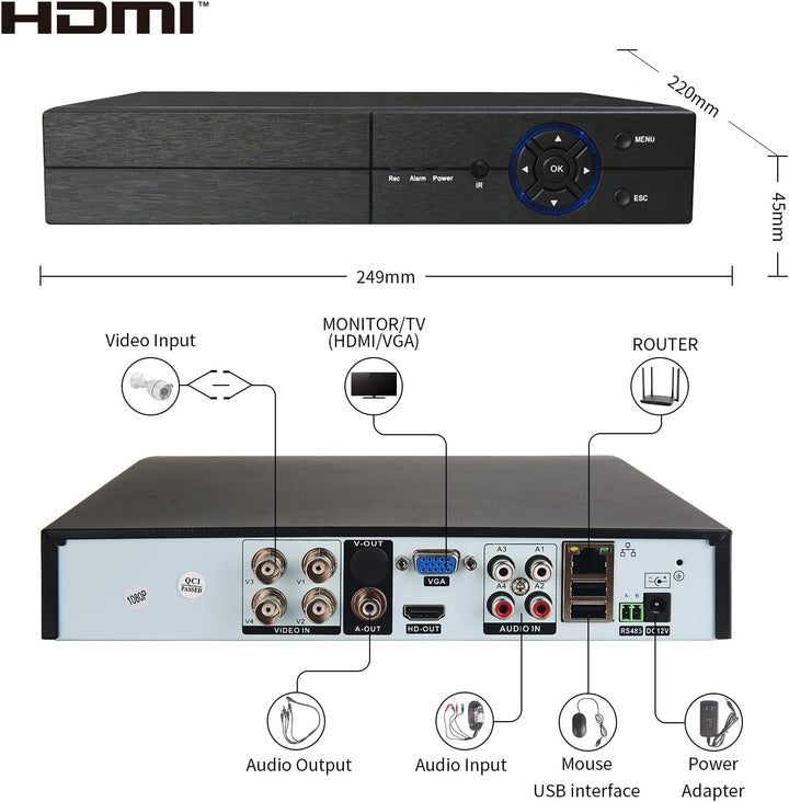 Eversecu Sistema de cámara de seguridad de 4 canales 1080P Lite DVR...