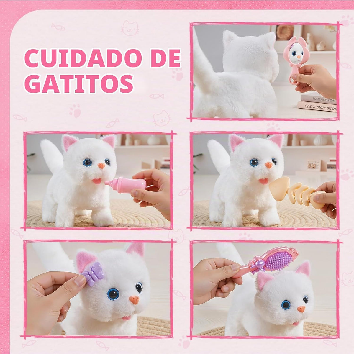 17PCS Cat Toys para Kids Girls Boys,Interactive Robot Cat con Walking