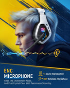 Tatybo Auriculares inalámbricos para juegos con micrófono, sonido 7.1