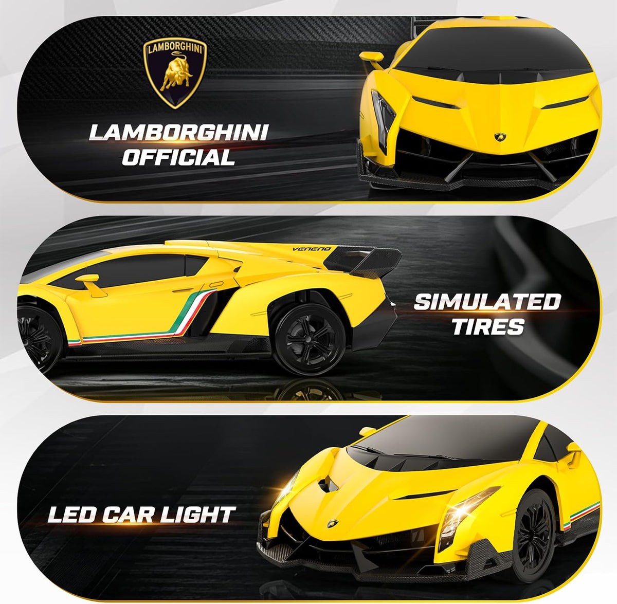 YESHIN 1:24 Lamborghini Coche De Juguete Amarillo, RC Drift Car Lamborghini