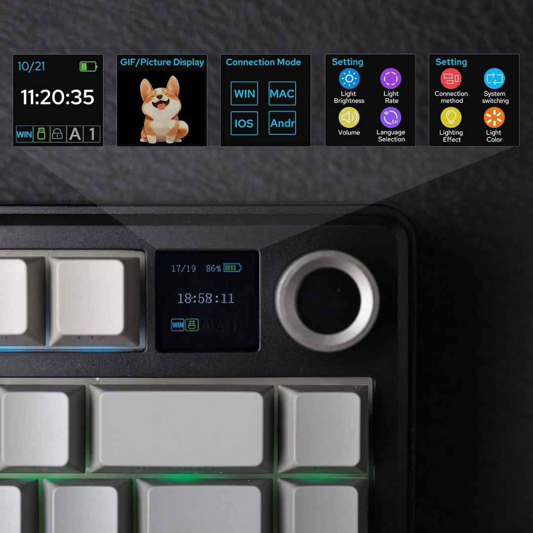 EPOMAKER X Aula F75 MAX - Teclado mecánico inalámbrico con pantalla...
