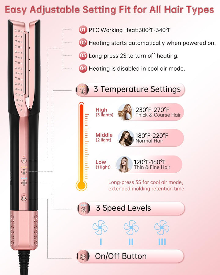 Wet to Dry Hair Straightener & Dryer, 2-in-1 Air Styler Infrared Ca...