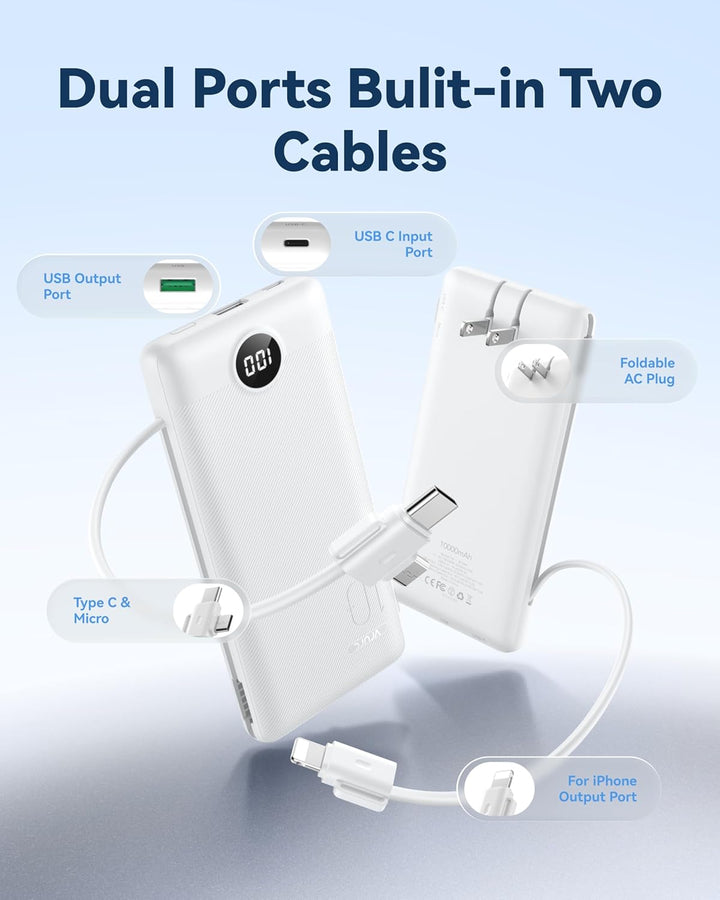 VRURC Cargador Portátil con Enchufe de Pared, 10000mAh Cargador Por...