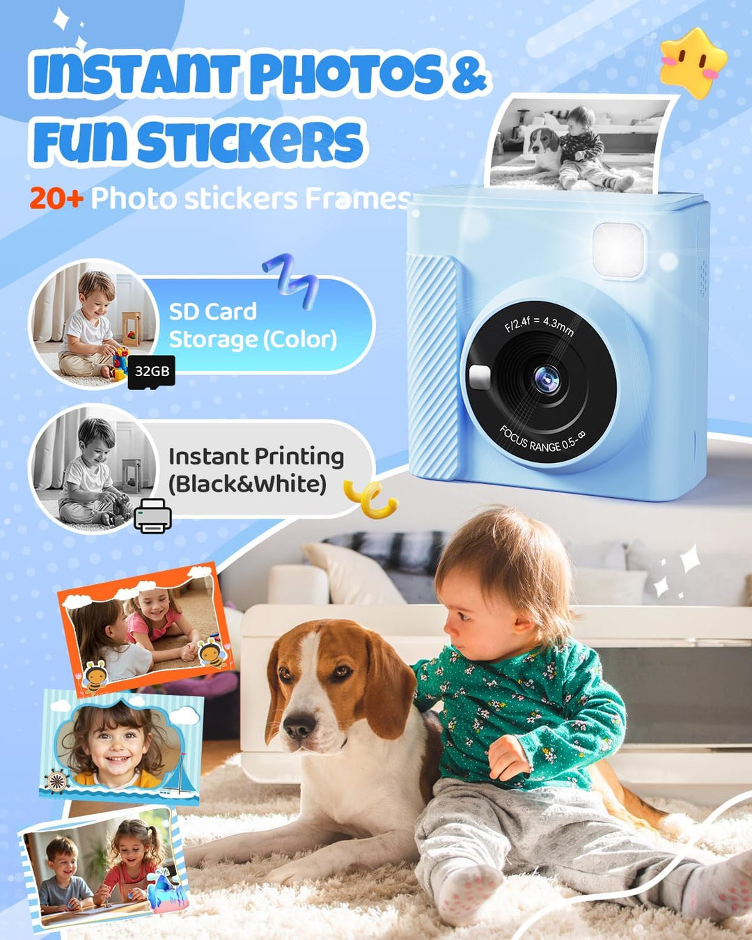 TIATUA Cámara de Impresión Instantánea para Niños, Regalos de Navid...
