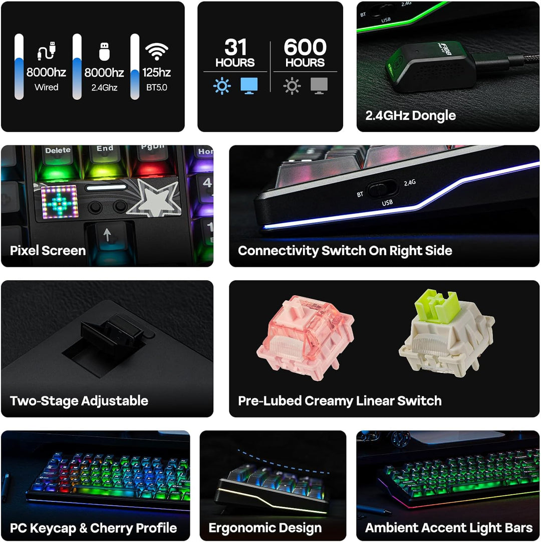 EPOMAKER X Aula F108 PRO V2 Teclado inalámbrico para juegos con bat...