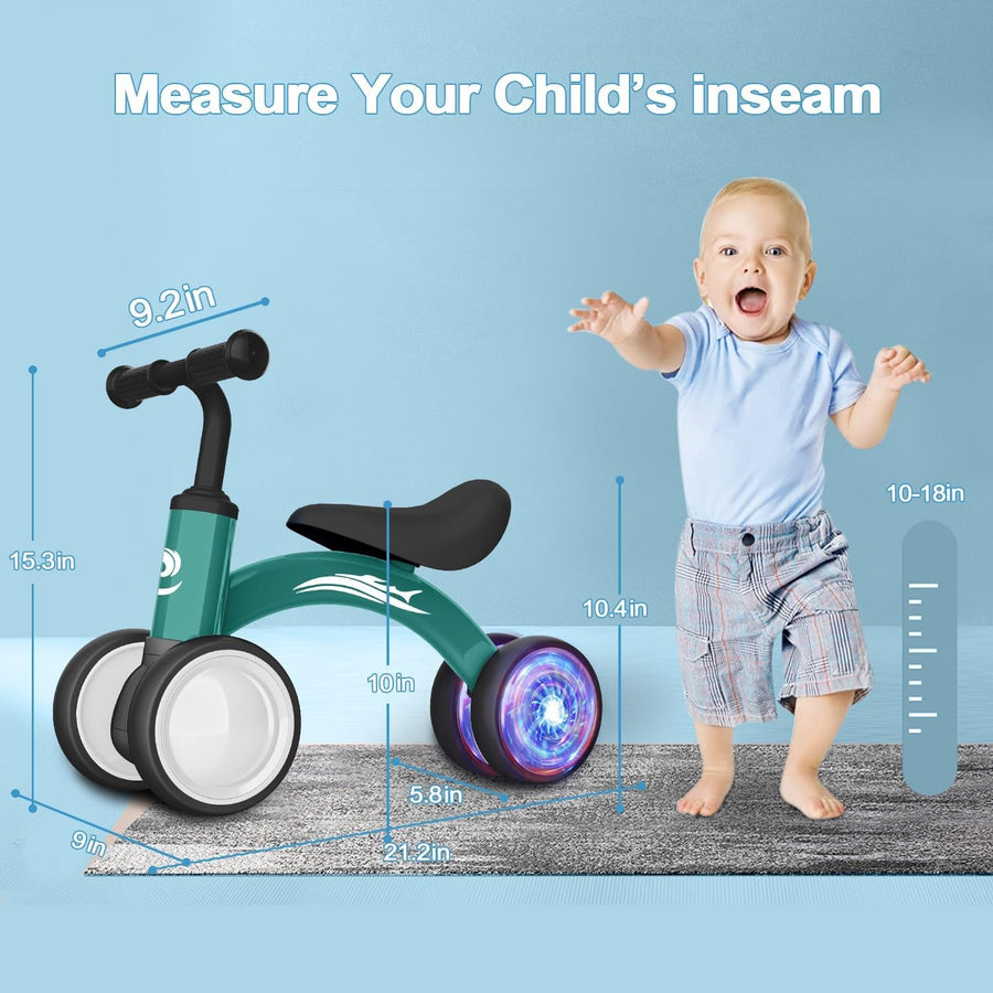 Bicicleta de equilibrio para bebés con iluminación colorida Gamfein...