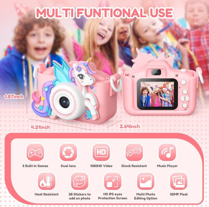 Cámara para niños y niñas de 3 a 9 años, cámara HD de 48 MP para ni...