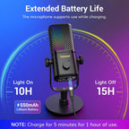 TONOR Micrófono para juegos compatible con Xbox, micrófono de transmisión de condensador RGB, bajo ruido, control de ganancia, silencio de un toque, compatible con tarjeta de captura, cable de 78 pulgadas, soporte de escritorio, negro, flujo TCX3