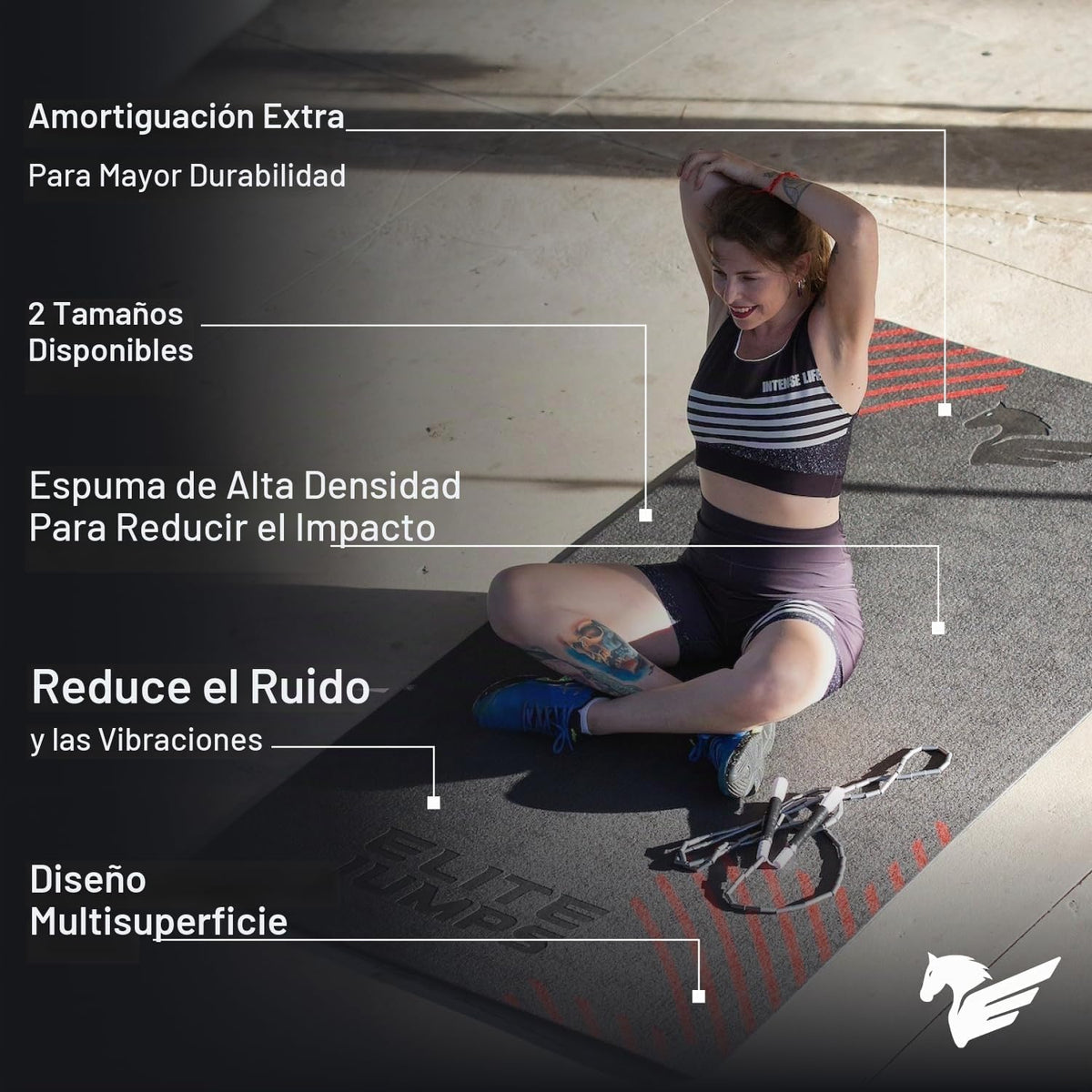 EliteSRS Jumps Premium - Alfombrilla antideslizante de gran formato para entrenamiento en casa, adecuada para todas las superficies