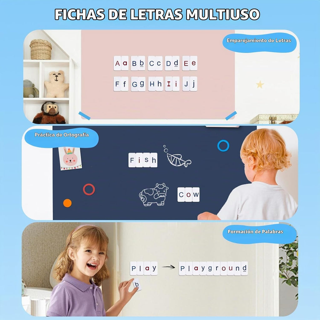 JoyCat Azulejos magnéticos de letras 234PCS, alfabeto, tablero magnético de