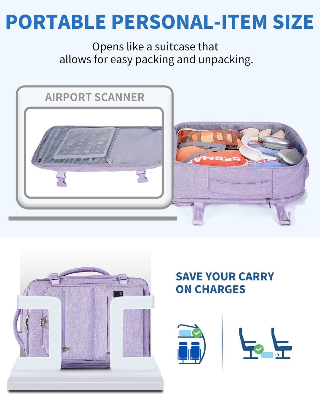 WANDF Mochila de viaje para Spirit Airlines bolsa de artículos pers...