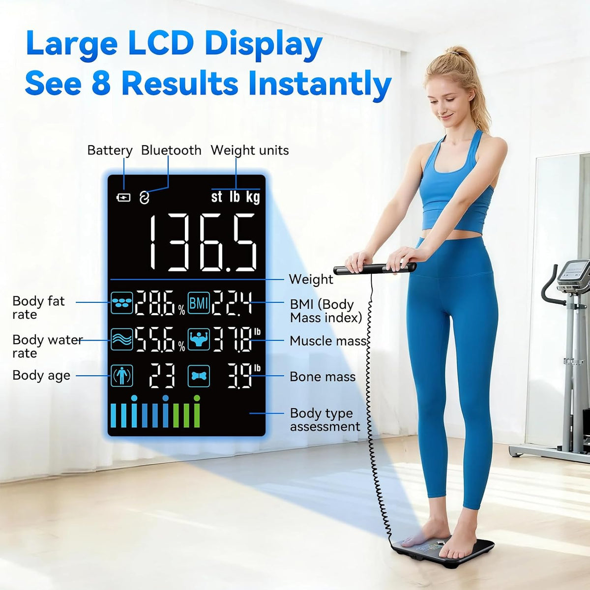 Lepulse Báscula inteligente para peso corporal, báscula de composición