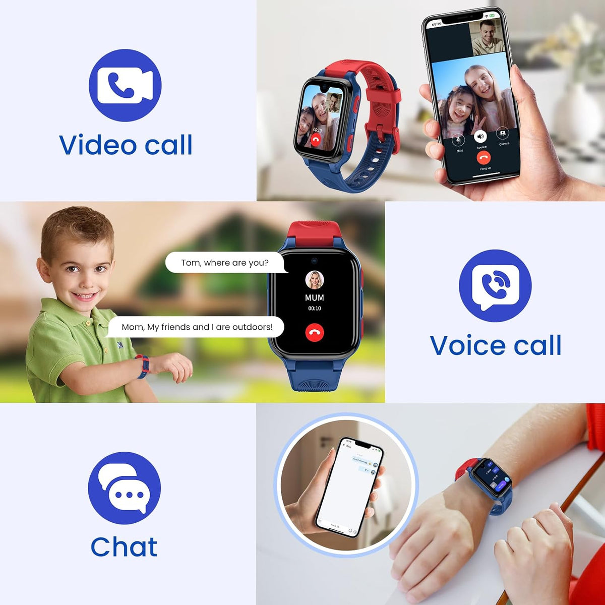 K9 Kids Smartwatch Inteligente Púrpura, Azul y Negro