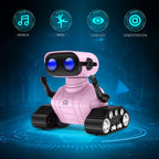 ALLCELE Robot de juguete para niñas, robot RC recargable para niños, juguete de control remoto con música y ojos LED, regalo para niños a partir de 3 años, color rosa