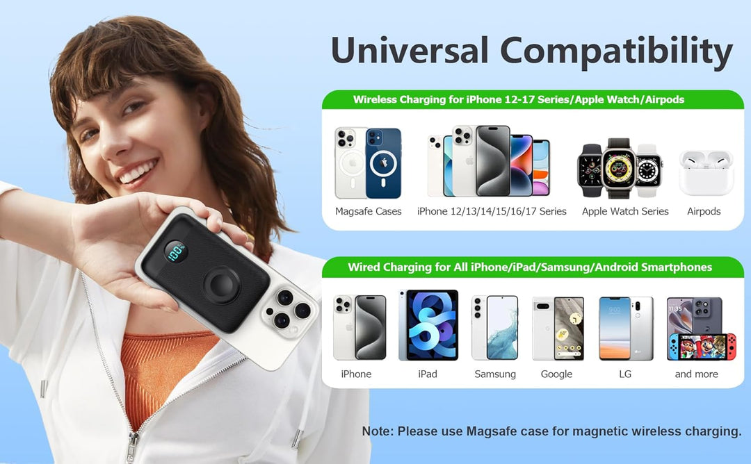 Cargador portátil magnético con cargador de Apple Watch, 10800 mAh,...