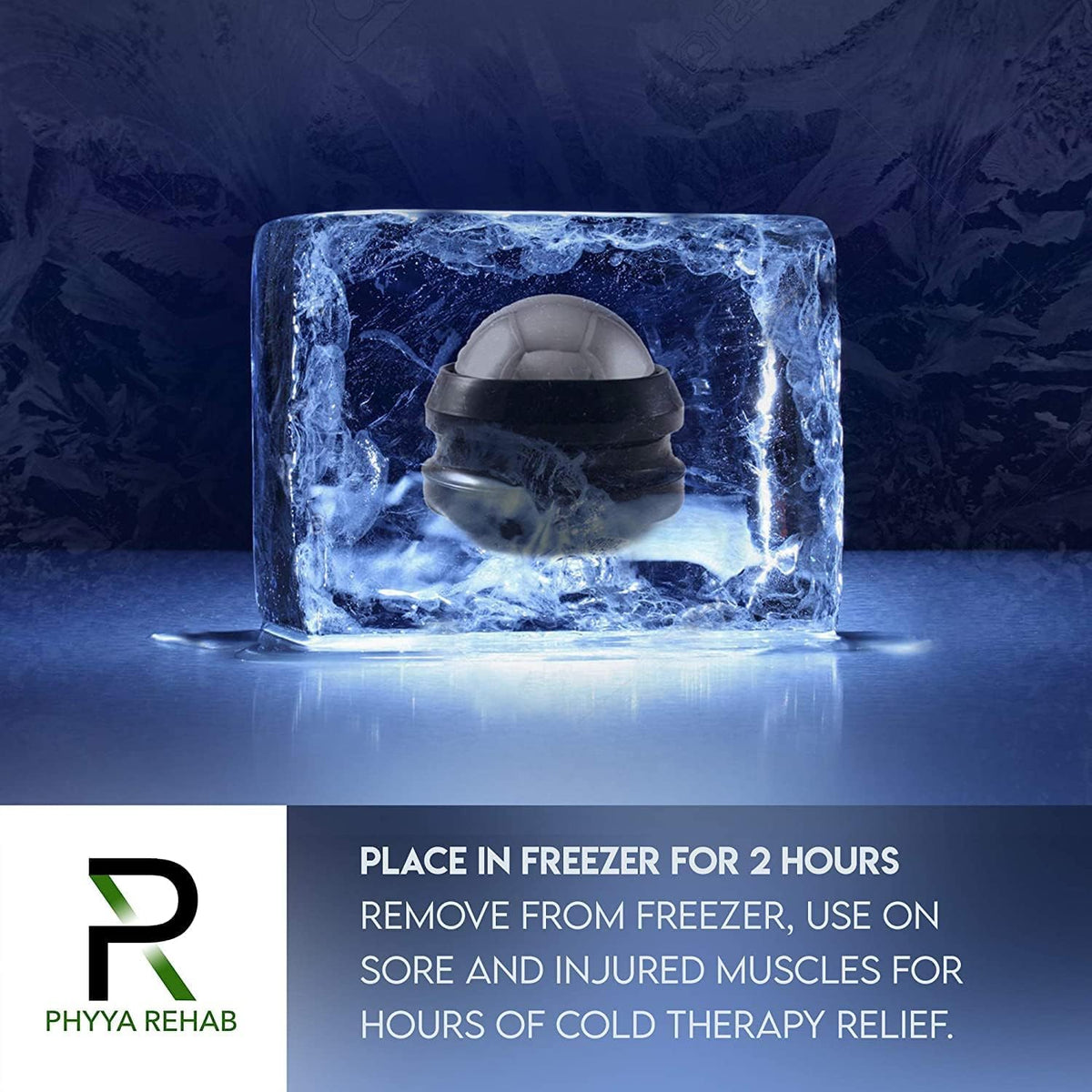 Phyya Rehab - Bola Rodillo de Masaje con Hielo - Rodillo para Tejido Profundo Muscular - Terapia Fría - Rodillo para Fascitis Plantar