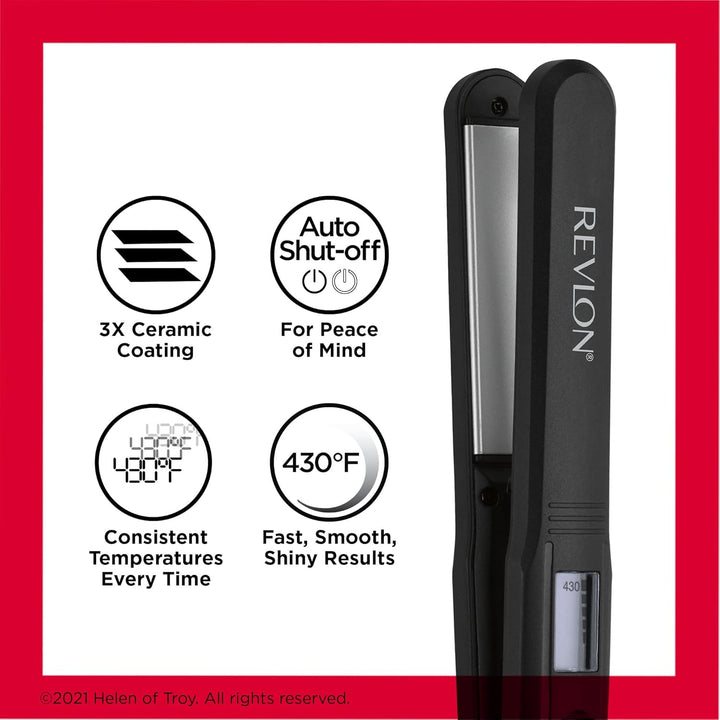 REVLON Perfect Heat - Plancha plana digital de cerámica, 1 pulgada