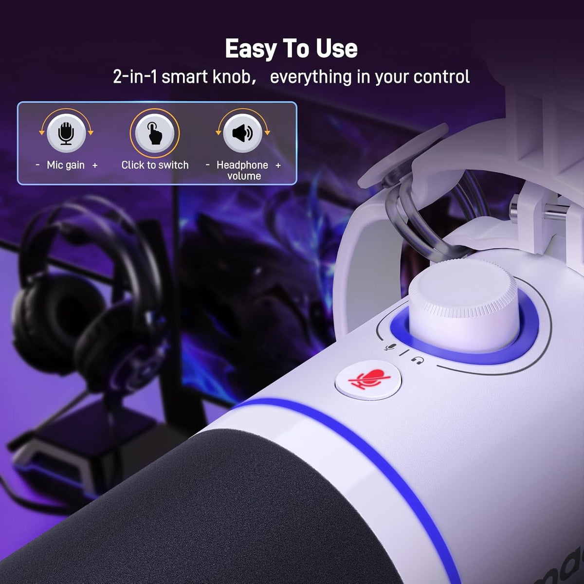 MAONO Kit de micrófono dinámico XLR\/USB, micrófono de podcast RGB...