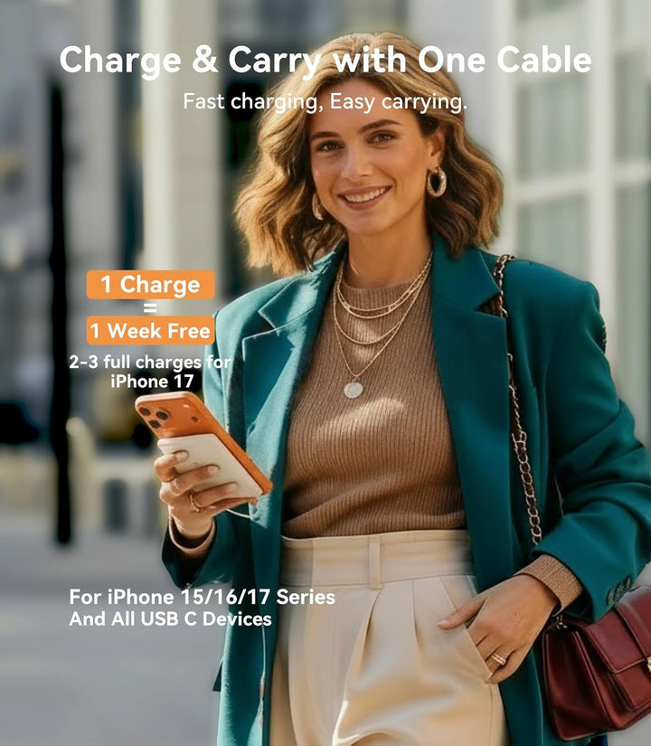 TORRAS Banco de Energía con Cable USB-C Incorporado (Sin-Inalámbric...