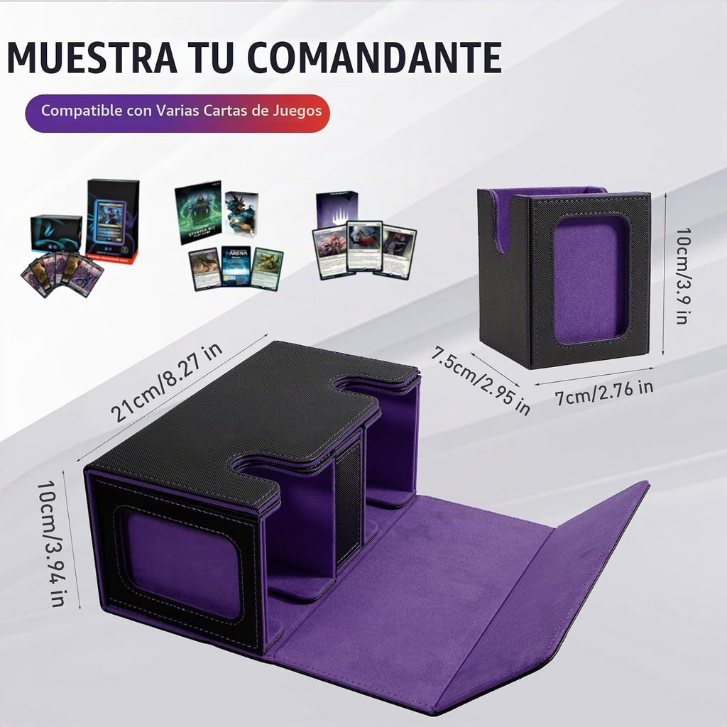 TiMOVO Caja de Deck MTG Commander para YuGiOh TCG CCG Magic Cards, negra+púrpura